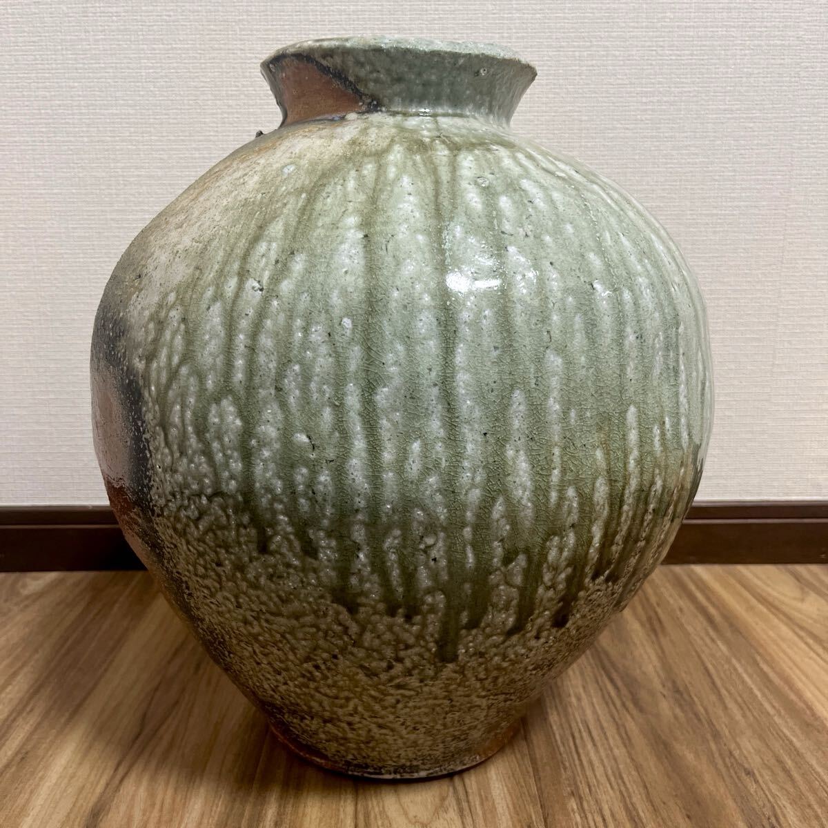 ☆ 最高作品 神山清子 信楽 自然釉窯 しずく 大壷 （共箱共栞）H37.7cm