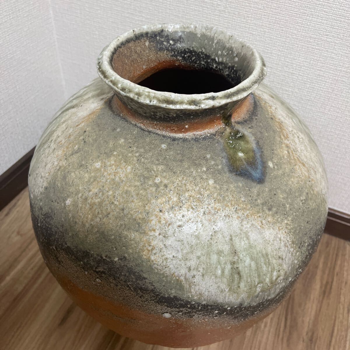 ☆ 最高作品 神山清子 信楽 自然釉窯 しずく 大壷 （共箱共栞）H37.7cm
