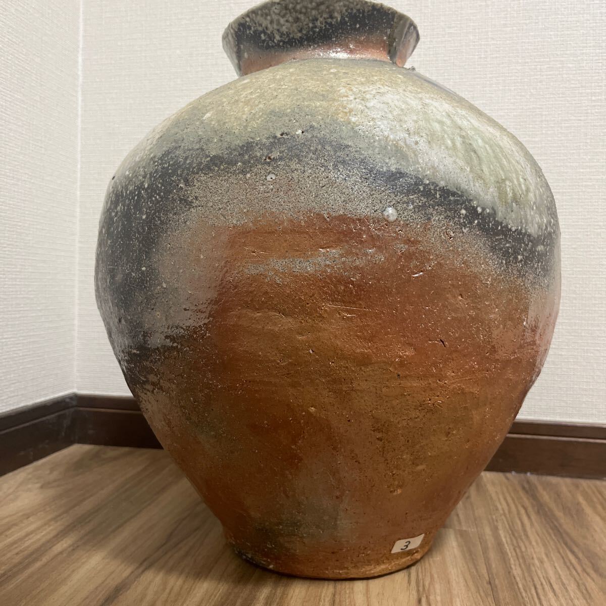 ☆ 最高作品 神山清子 信楽 自然釉窯 しずく 大壷 （共箱共栞）H37.7cm