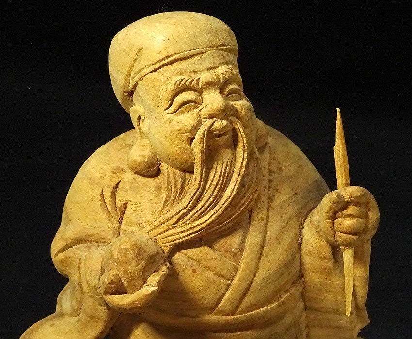 木製彫刻 七福神　寿老人　インテリア　オブジェ 木製彫刻 七福神 寿老人 インテリア オブジェ 木製彫刻 七福神 寿老人