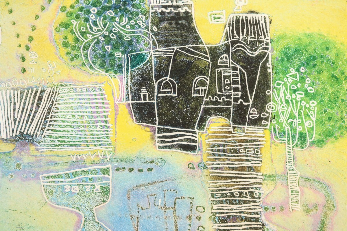 真作 長谷川彰一 銅版画「スプリング シンフォニー」画寸29×22cm 静岡