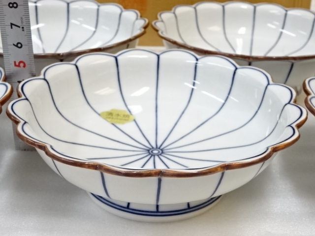 未使用】清水焼 向付 陶器 染付 中鉢 小鉢 セット 5客揃い 【公式通販】