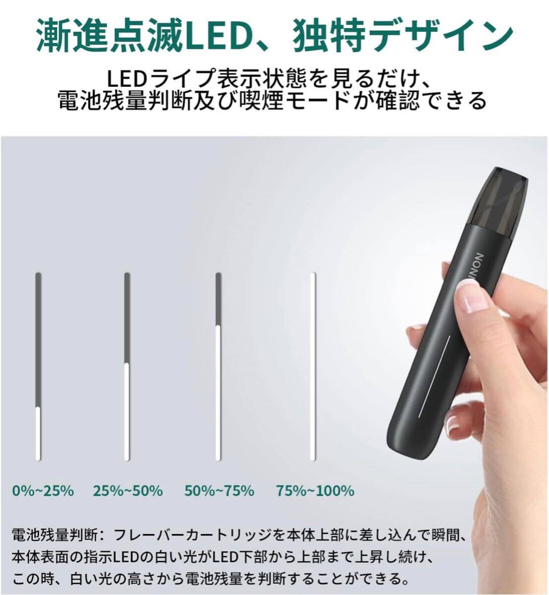 NONNICO Alpha 電子タバコ vape ベイプシーシャ RELX POD対応可能 禁煙グッズ 使い捨て ポッド4個付き 爆煙モード転換 RELX本体互換可 充電_4