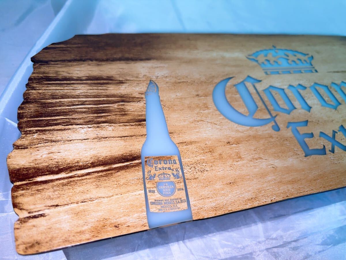 Corona Extra コロナ・ビール 木目調 LED サインボード カフェ 看板