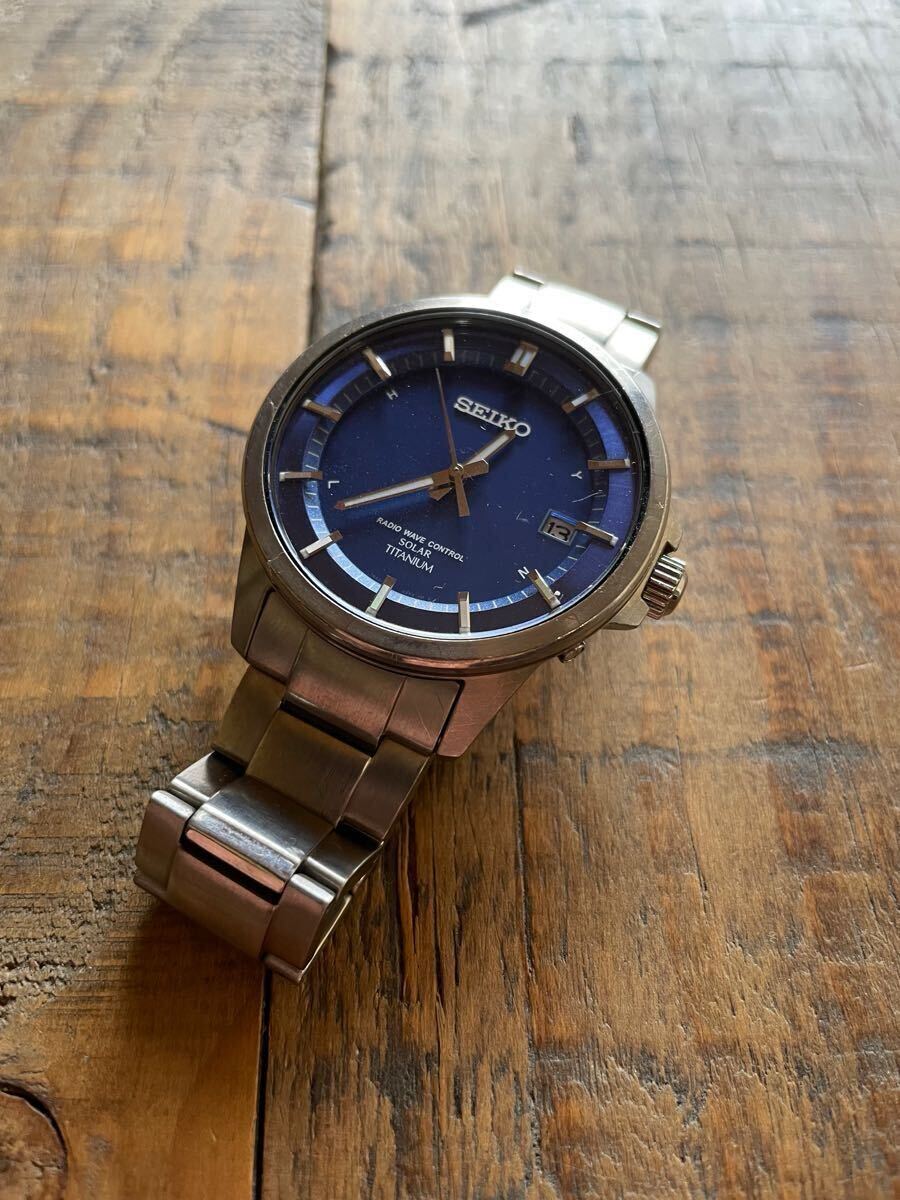 稼働品・ソーラー電波 SEIKO/セイコー チタン 7B52-0AK0 メンズ腕時計