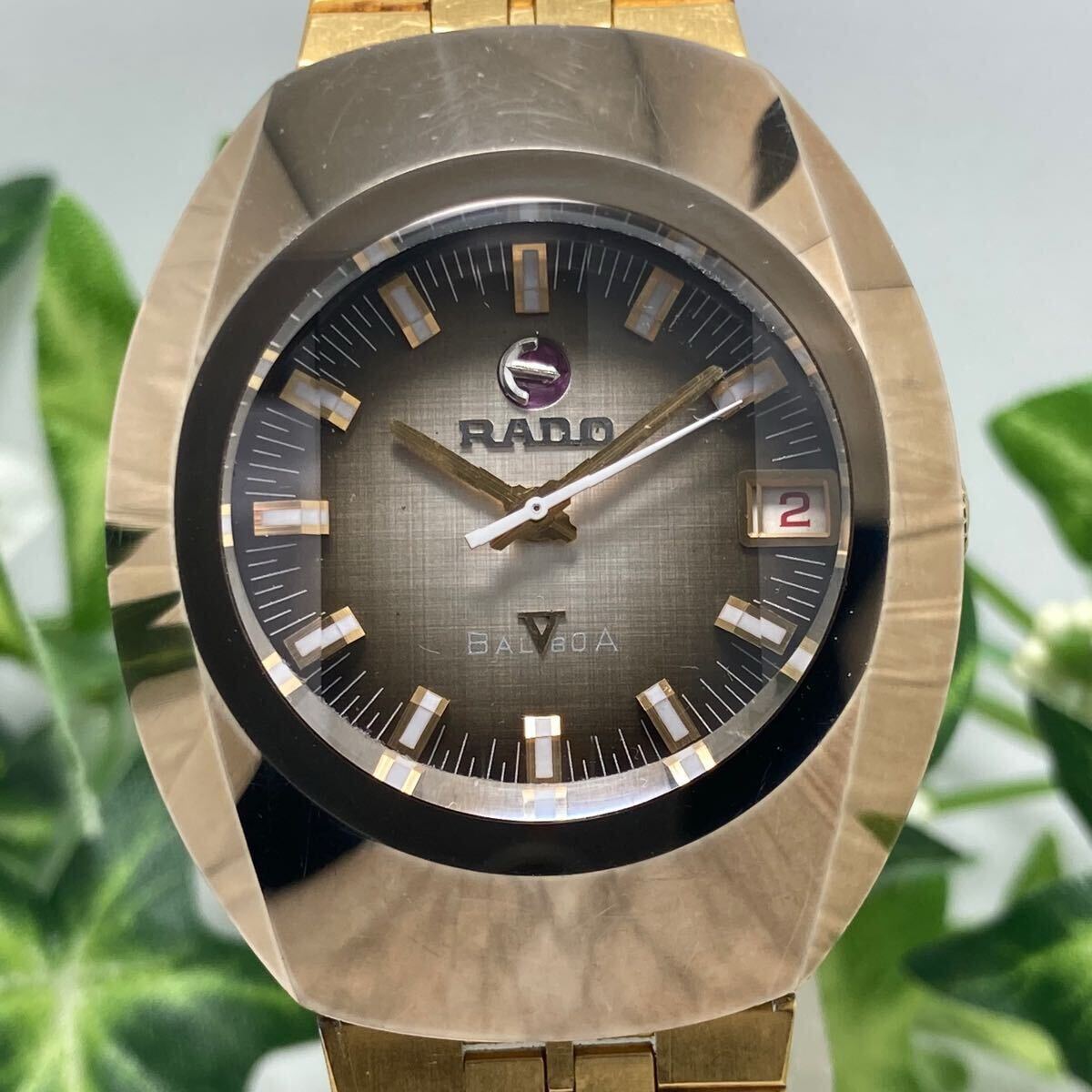 RADO ラドー メンズBALBOA ゴールドメダル イカリ可動 ガラス綺麗 純正リューズ カレンダー早送り正常 _1