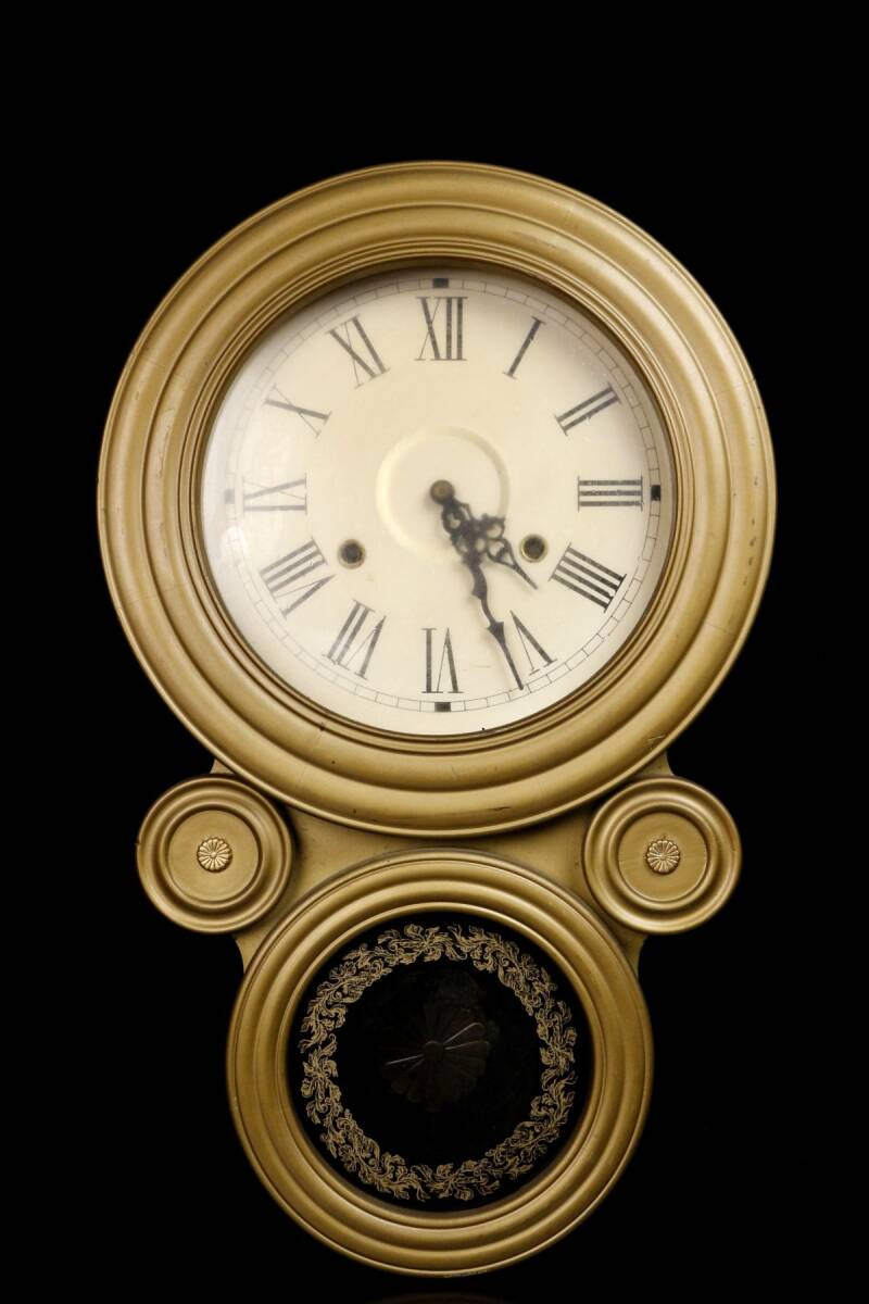 LIG】明治期 イングラハム社製 達磨時計 柱時計 掛時計 ゼンマイ式