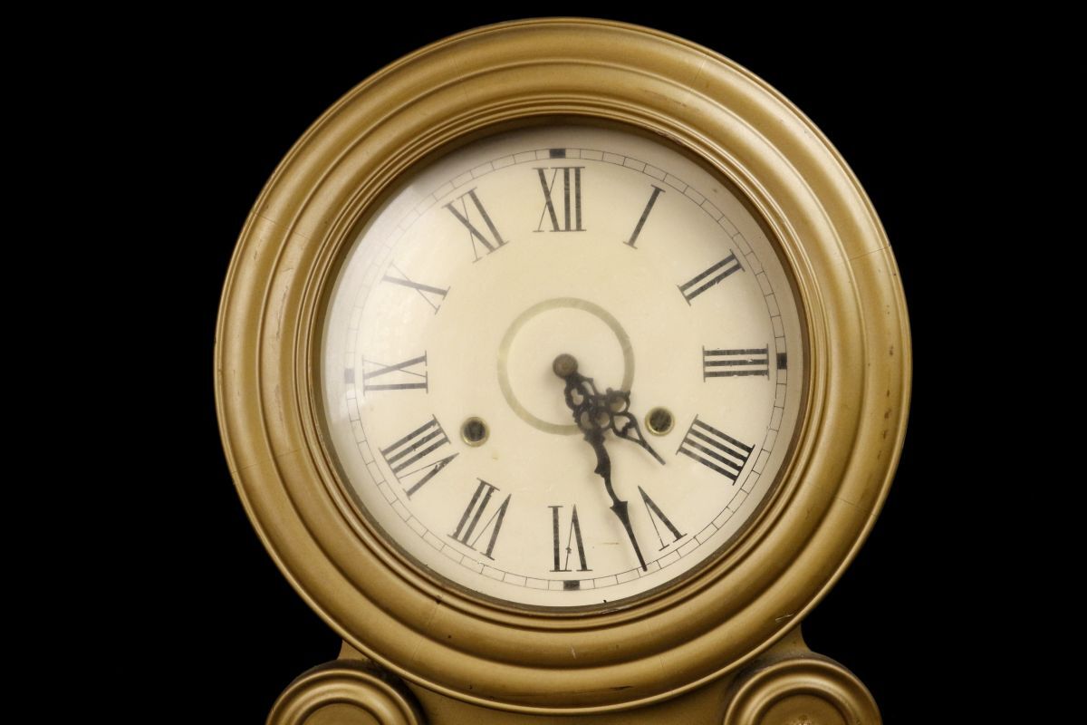 LIG】明治期 イングラハム社製 達磨時計 柱時計 掛時計 ゼンマイ式