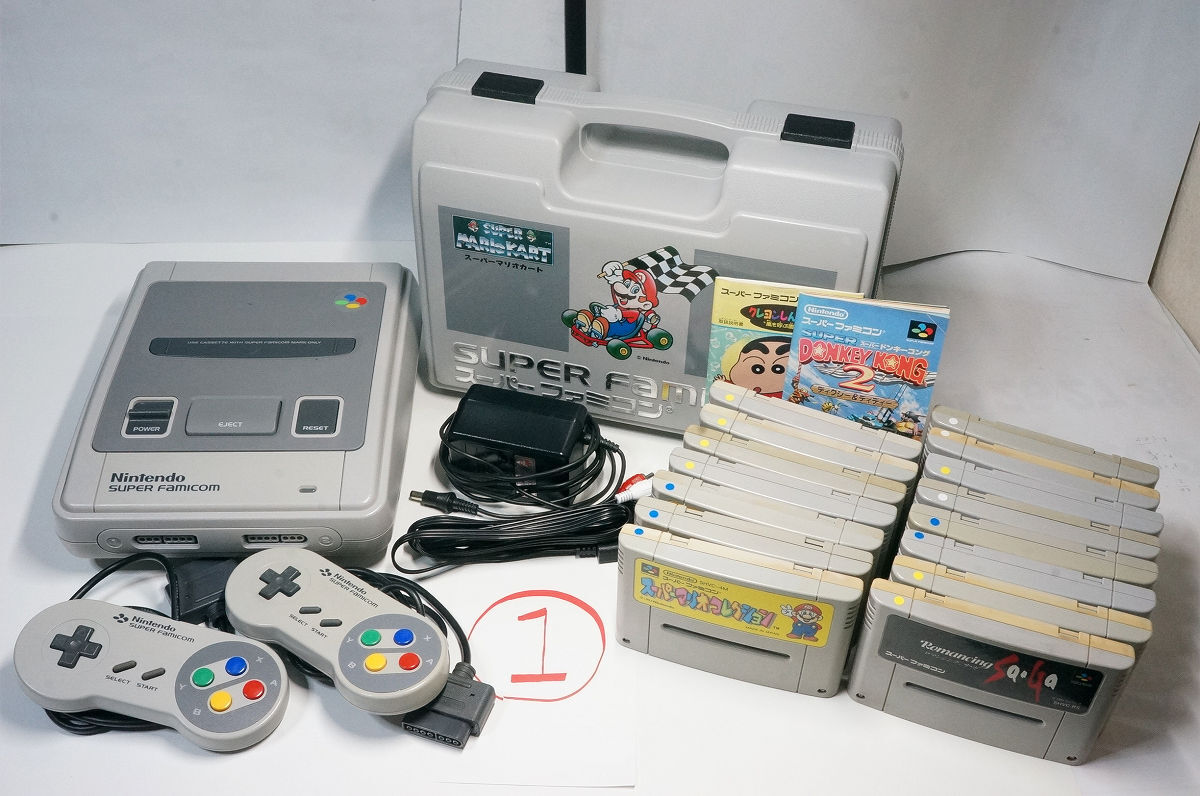 ゲームまとめ売り　スーパーファミコン本体　カセット36本　 動作確認済 スーパーファミコン・ゲームカセット15個他（清掃後動作確認済その1