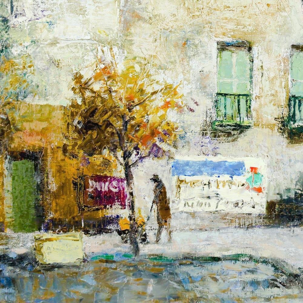 真作】【WISH】内田晃「モンマルトル風景」油彩 10号 ◇パリ町名画 〇