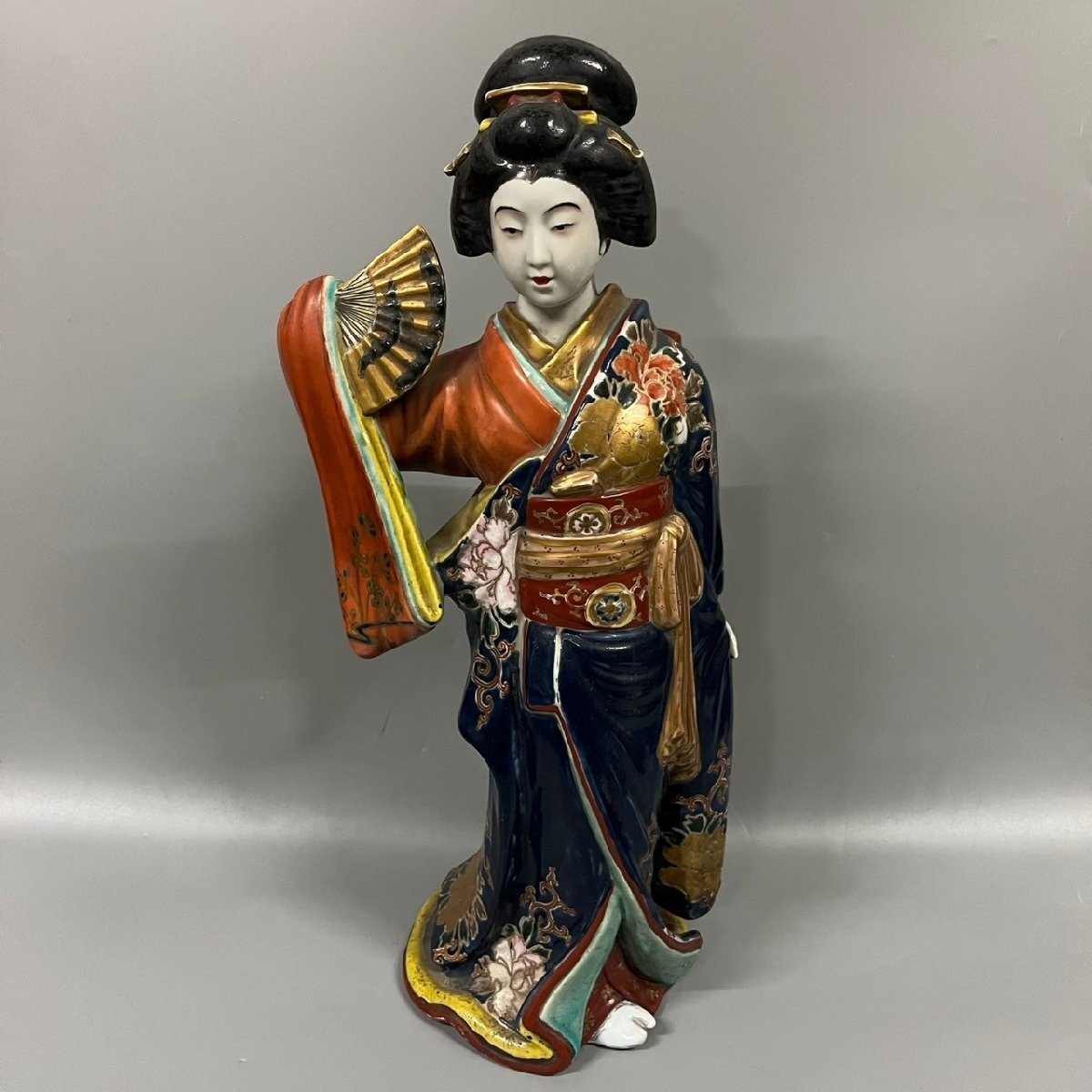 伊万里　陶器人形　花魁　高さ約31 ㌢　春画 時代物　置物〈検 九谷　舞妓　色絵 古伊万里 芸者 舞妓 人物 陶器人形 置物 色絵 高さ約45.5cm 122011w