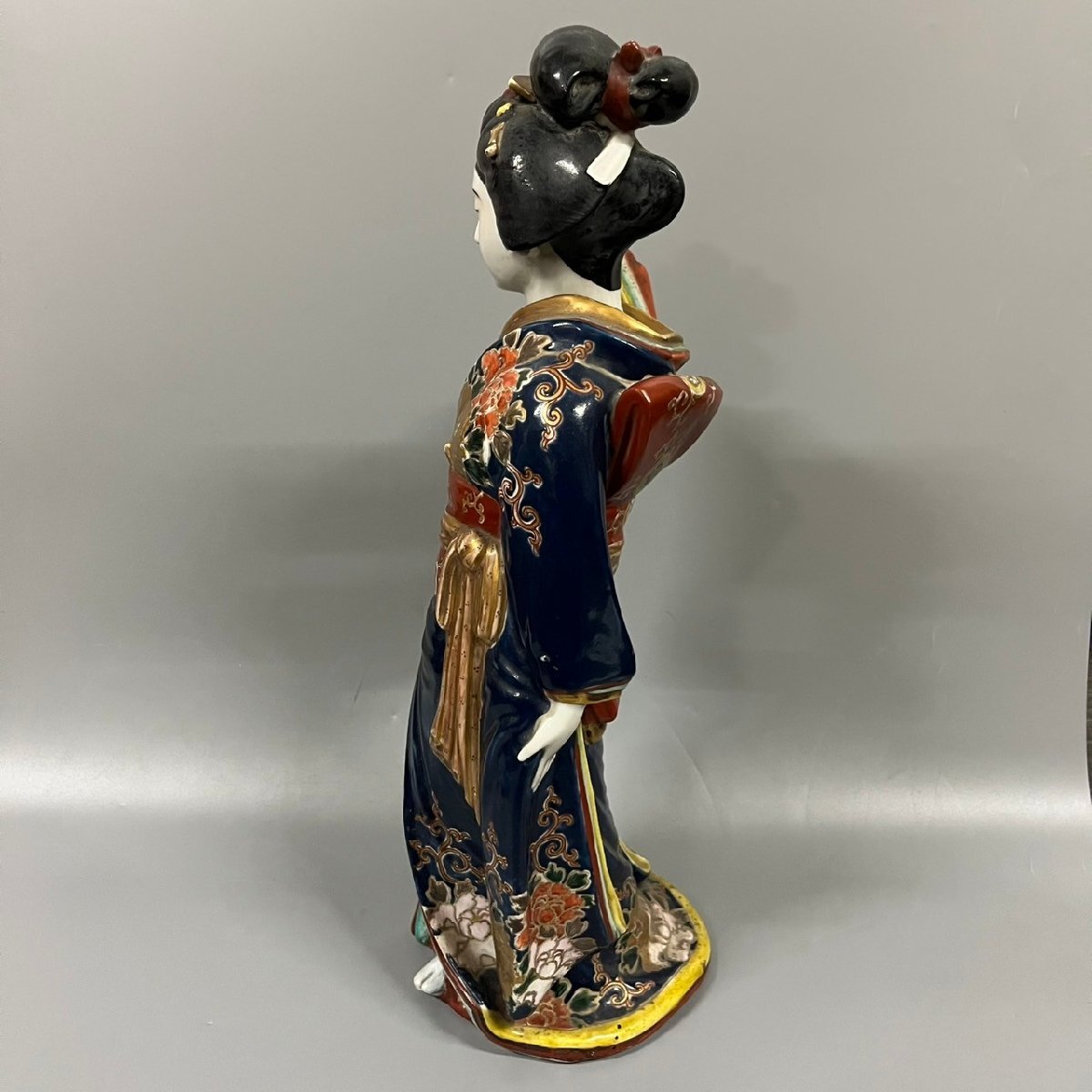 古伊万里 芸者 舞妓 人物 陶器人形 置物 色絵 高さ約45.5cm 122011w