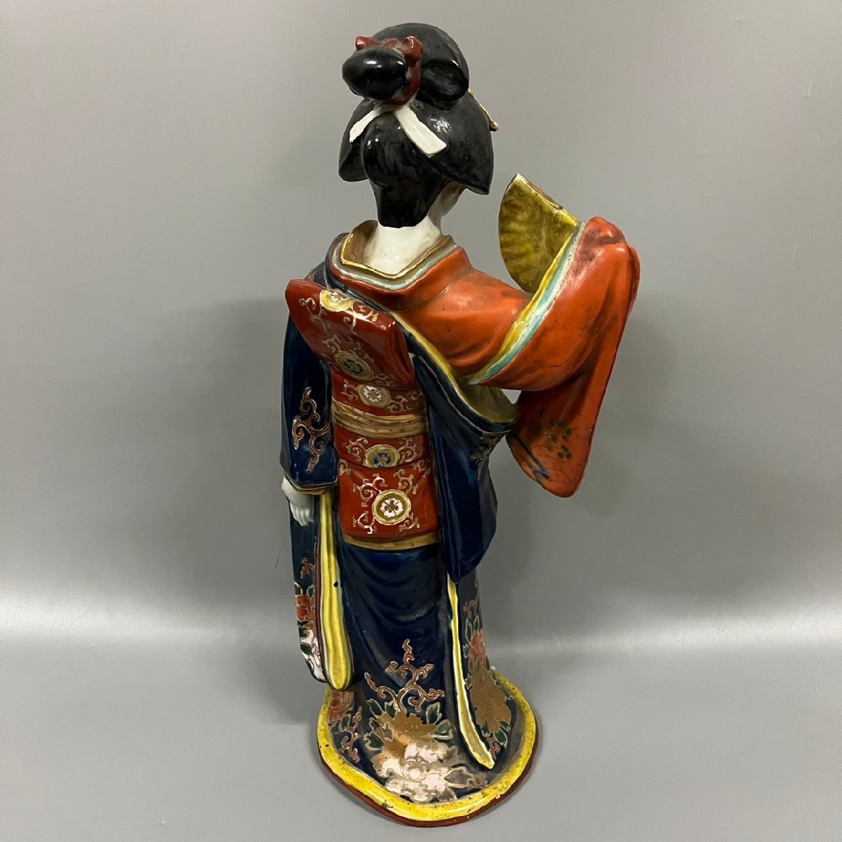 古伊万里 芸者 舞妓 人物 陶器人形 置物 色絵 高さ約45.5cm 122011w