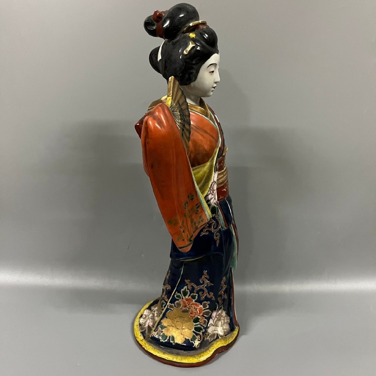 伊万里　陶器人形　花魁　高さ約31 ㌢　春画 時代物　置物〈検 九谷　舞妓　色絵 古伊万里 芸者 舞妓 人物 陶器人形 置物 色絵 高さ約45.5cm 122011w