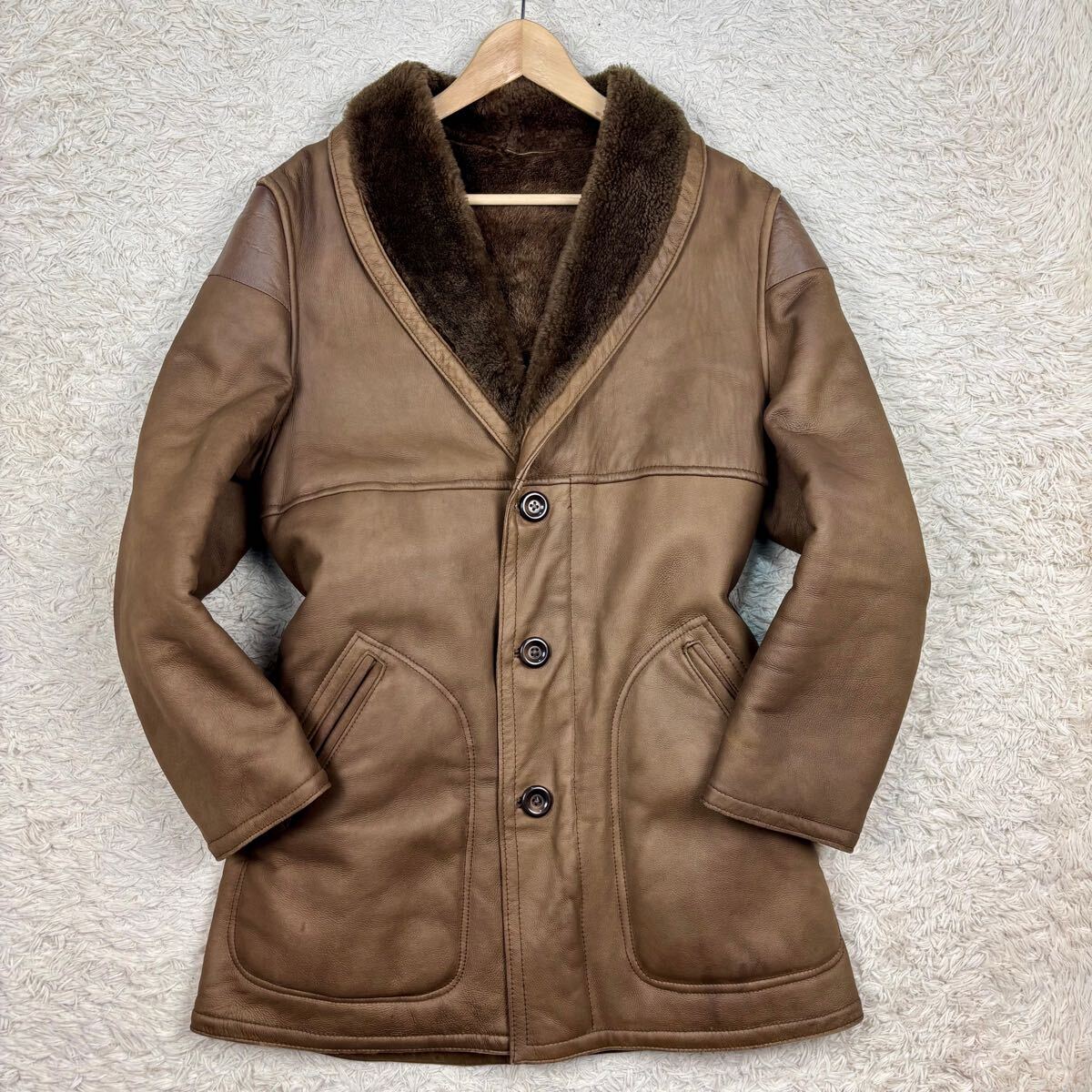 美品】 圧倒的保温力!! メンズ ムートンコート アウター ジャケット 