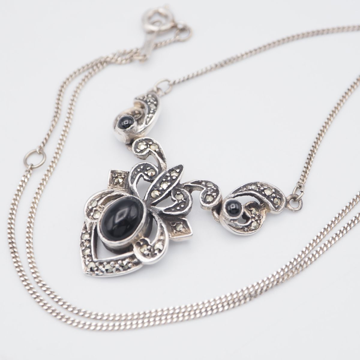 E388 オニキス マーカサイトマルカジット STERLING SILVER925刻印 