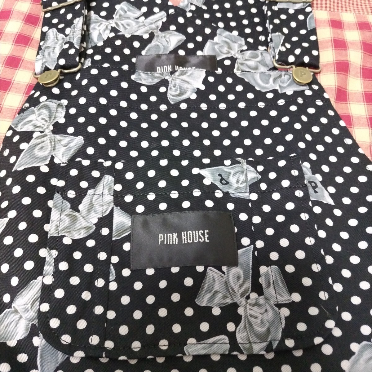 ピンクハウス 2024年秋 ドットリボンプリント サロペットスカート 品