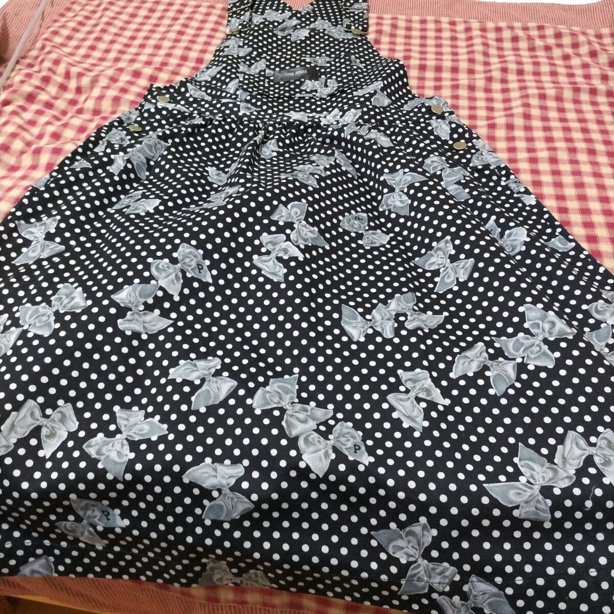 ピンクハウス 2024年秋 ドットリボンプリント サロペットスカート 品