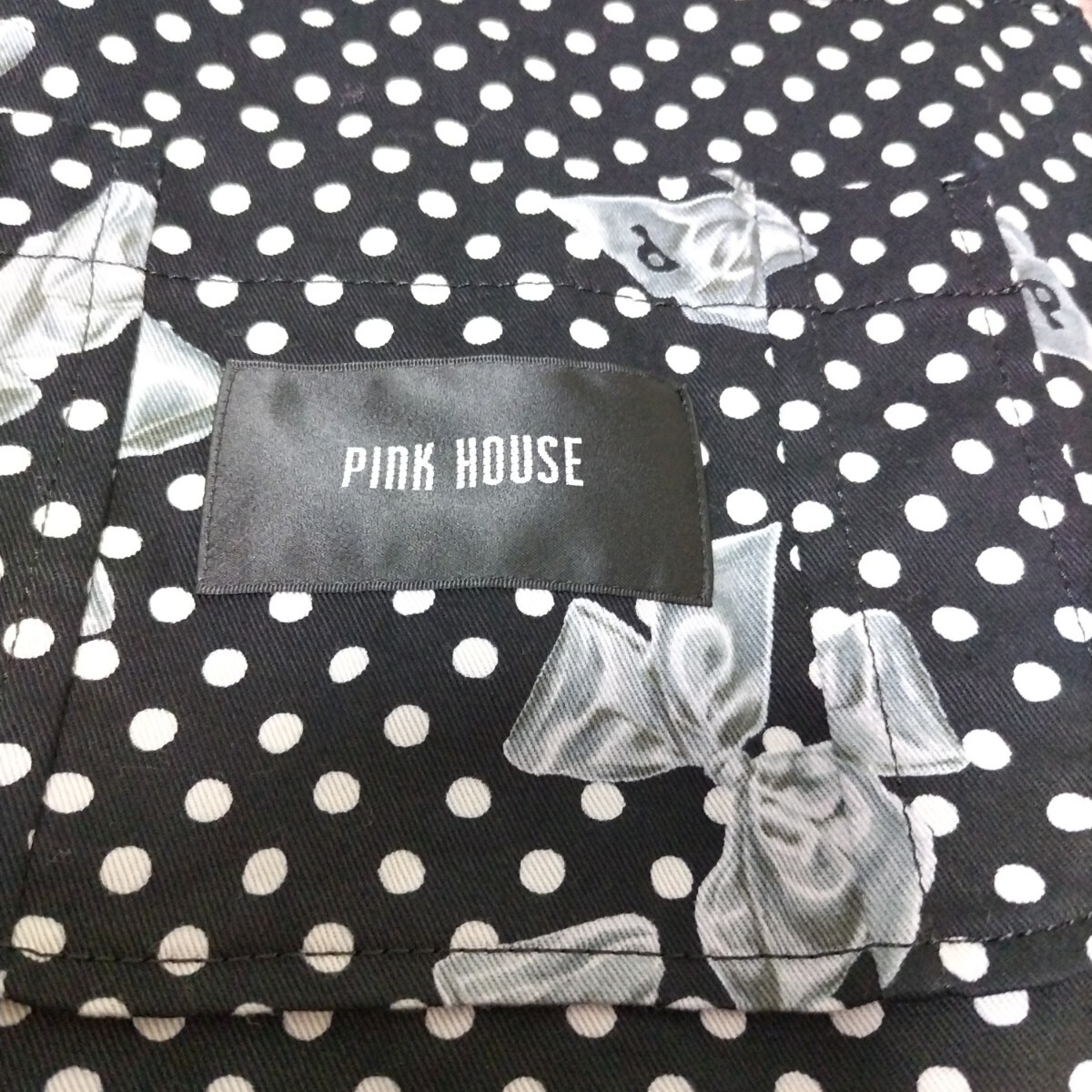 【新品未使用】ピンクハウス 黒 リボンドット柄 サロペットスカート/2024年 ピンクハウス 2024年秋 ドットリボンプリント サロペットスカート 品