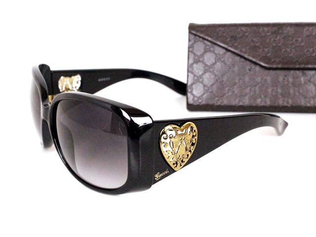 GUCCI グッチ サングラス - ラブリーハート GG ゴールド ブラック 格子 