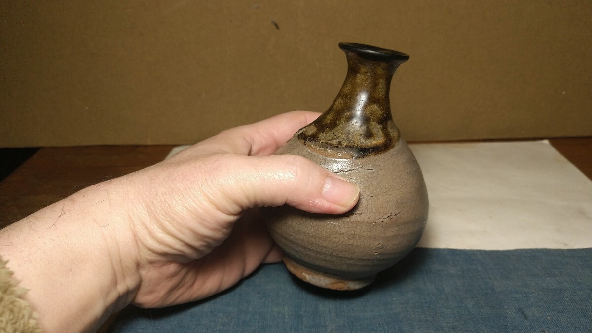 哲】【新春特別出品】貴重な高台のある古唐津掛け分け徳利（伝世・