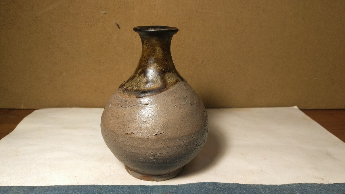 哲】【新春特別出品】貴重な高台のある古唐津掛け分け徳利（伝世・
