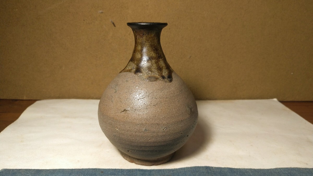 哲】【新春特別出品】貴重な高台のある古唐津掛け分け徳利（伝世・