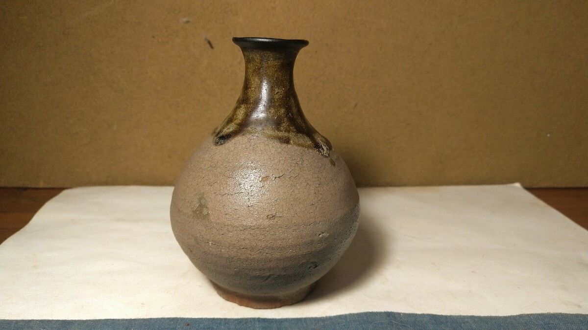 哲】【新春特別出品】貴重な高台のある古唐津掛け分け徳利（伝世・