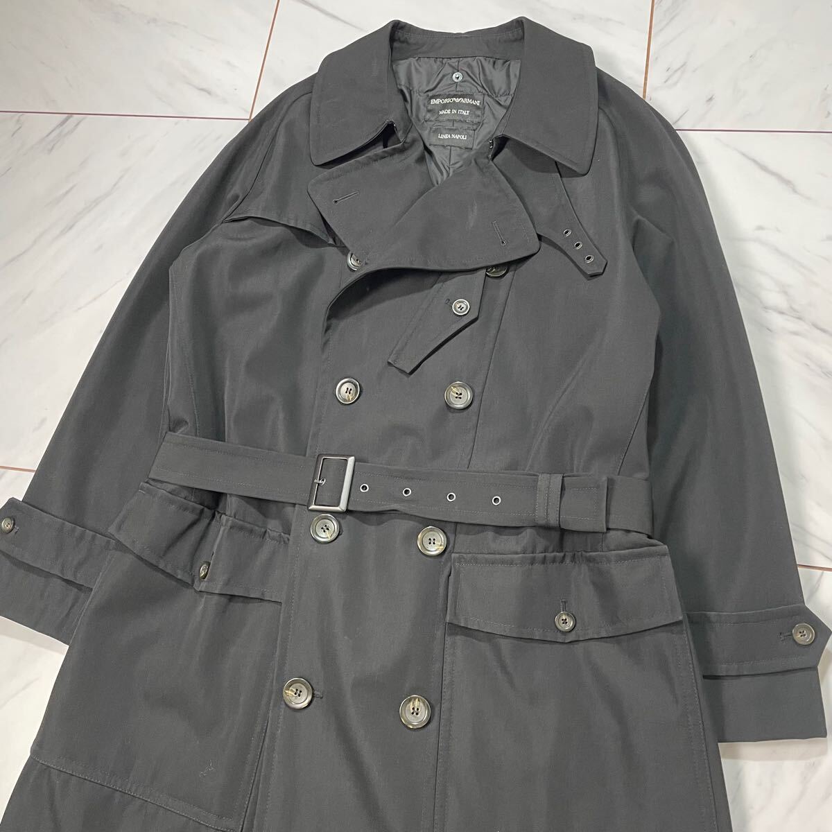 美品 XXXL EMPORIO ARMANI LINEA NAPOLI トレンチコート ベルト付 秋冬