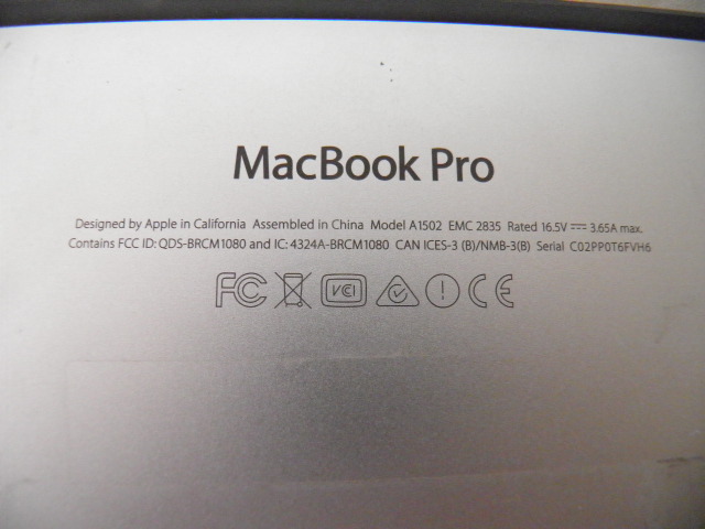 ジャンク MacBook Pro 2015 Retina(A1502) MacOS Mojave Core i7， 3.1