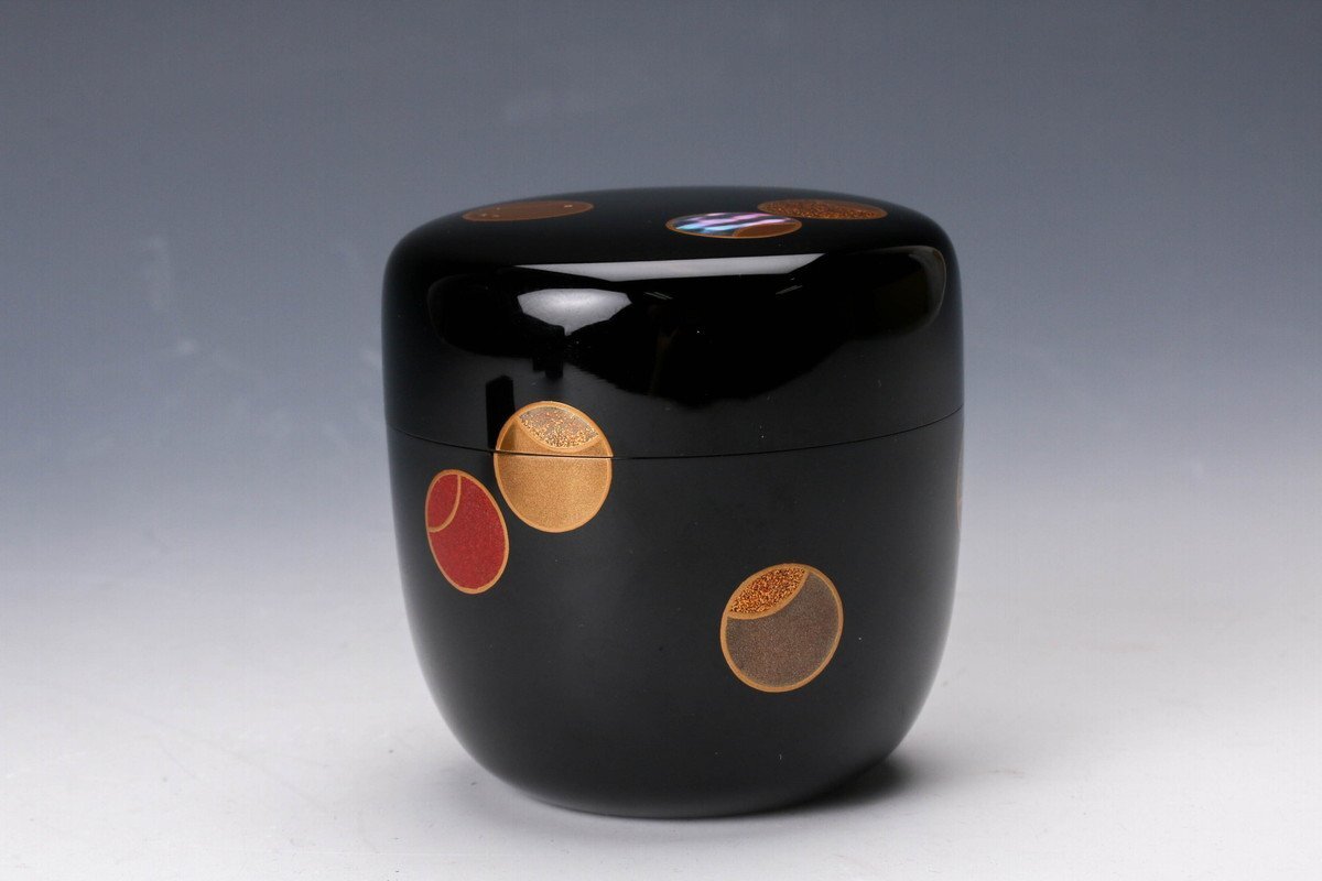 輪島 弘悦 作 螺鈿金蒔絵つぼつぼ香合 共箱 香道具 茶道具 佳香】堂畑勝峯 輪島塗 ツボツボ蒔絵棗 螺鈿 共箱 茶道具 本物保証(棗