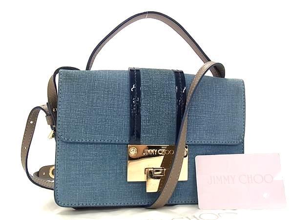 JIMMY ジミーチュウ CHOO 1円 レザー キャンバス - □美品□ 美品