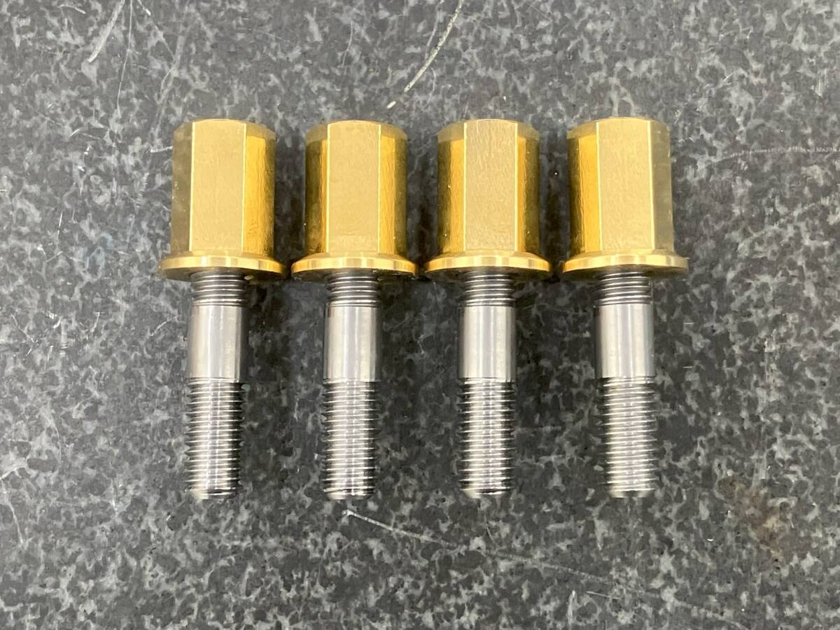 ウエダレーシング　真鍮削り出し マフラーナット（M8）＋スタッドボルト(SCM) （１セット） GS400 GS425 GSP　　　3_4