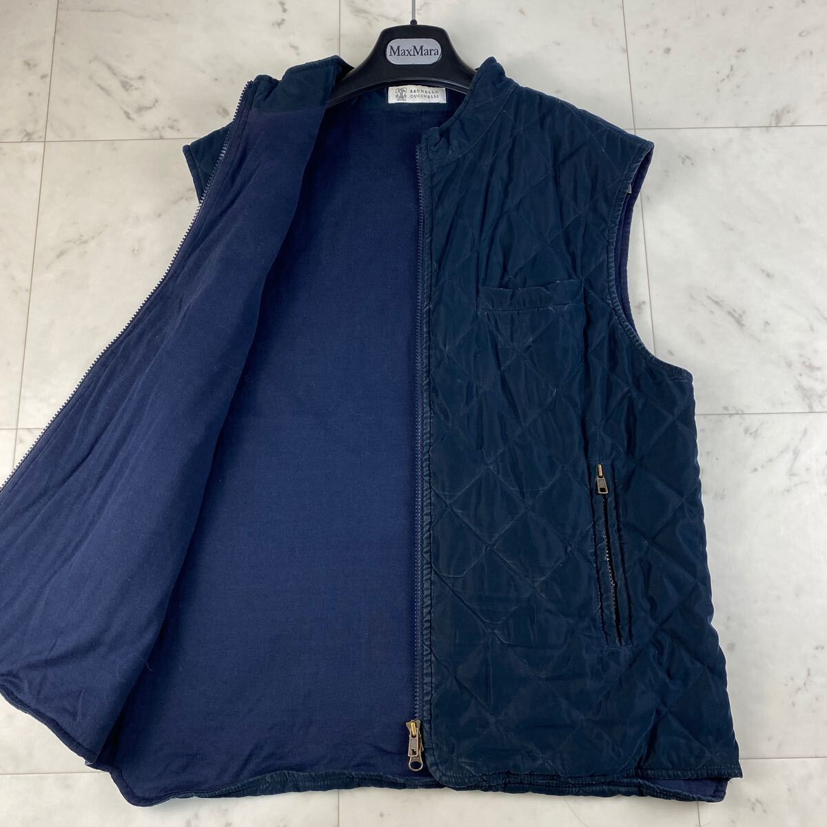 BRUNELLO CUCINELLI ネイビー キルティングベスト 希少L〜XL相当◎BRUNELLO CUCINELLI ブルネロクチネリ キルティング