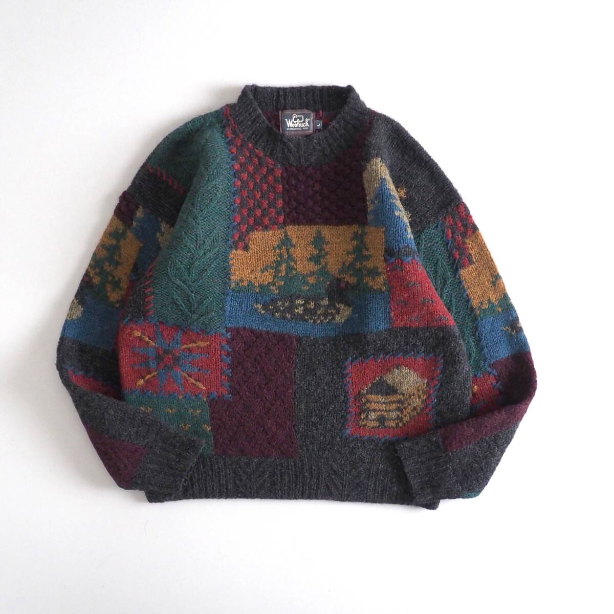 ウールリッチ ニット ウール100％ セーター Woolrich パッチワーク 