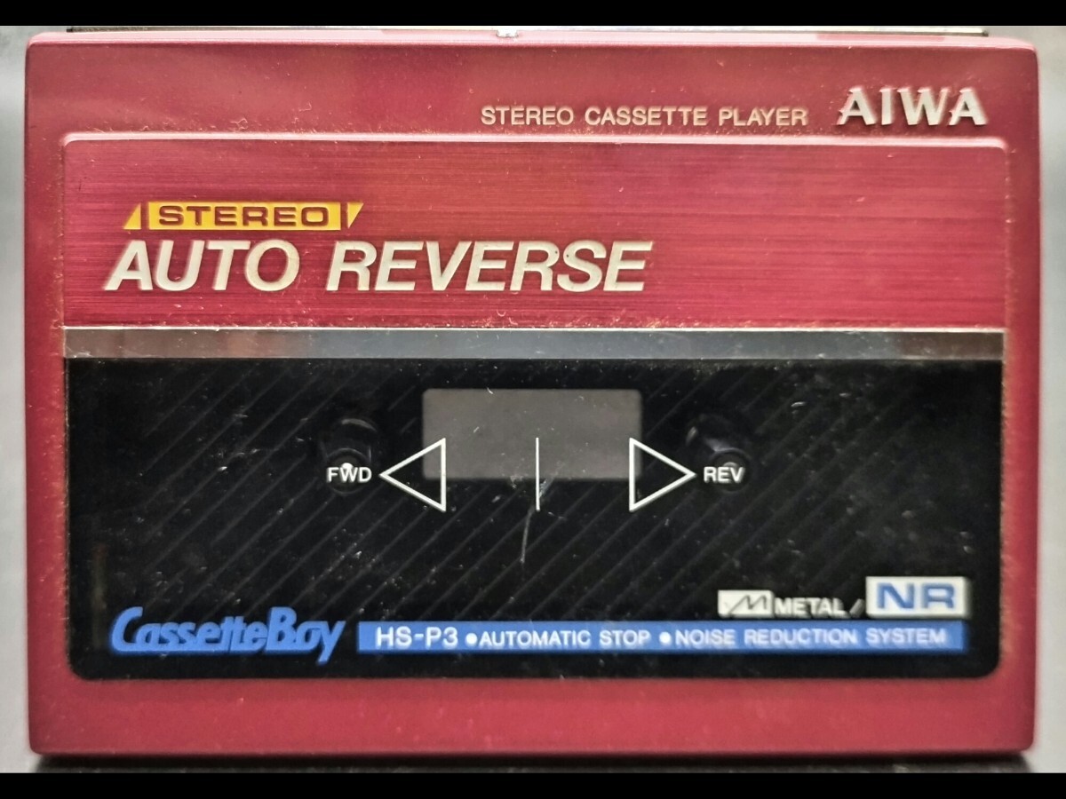 〈レア物〉 AIWA アイワ カセットボーイ CassetteBoy レッド　HS-P3 赤ランプ点灯通電確認済 ポータブルカセットプレーヤー