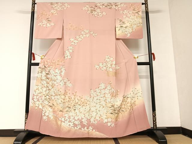 平和屋着物○訪問着 駒刺繍 枝桜 松 暈し染め 金彩 正絹 逸品 AAAP3444zg