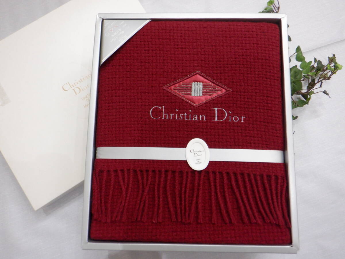 Christian Dior クリスチャン・ディオール ウール100% 大判 ひざ掛け