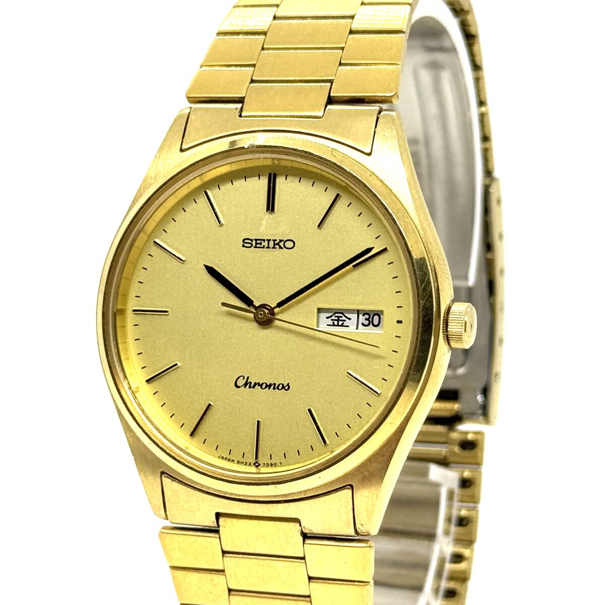 SEIKO セイコー 5H23-7D40 Chronos クロノス ゴールドカラー クォーツ 