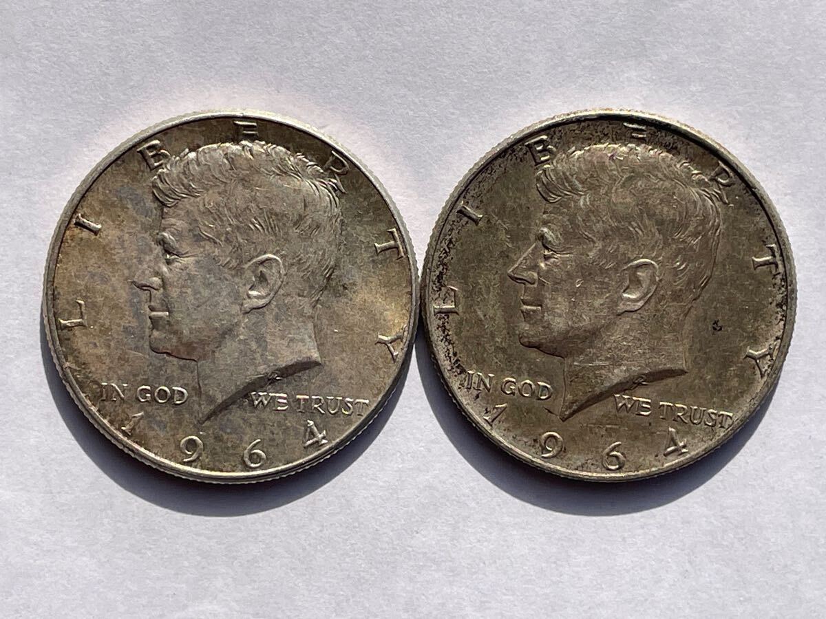 21、アメリカ銀貨　1964年　4枚　外国コイン　外国銀貨　古銭　貨幣