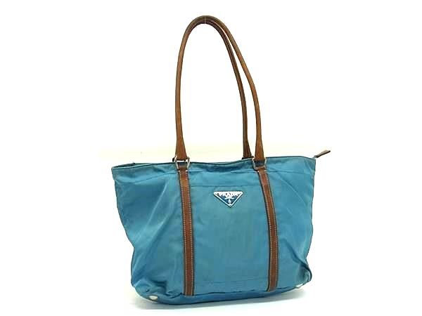 1円 PRADA プラダ テスートナイロン×レザー ハンドバッグ トート 