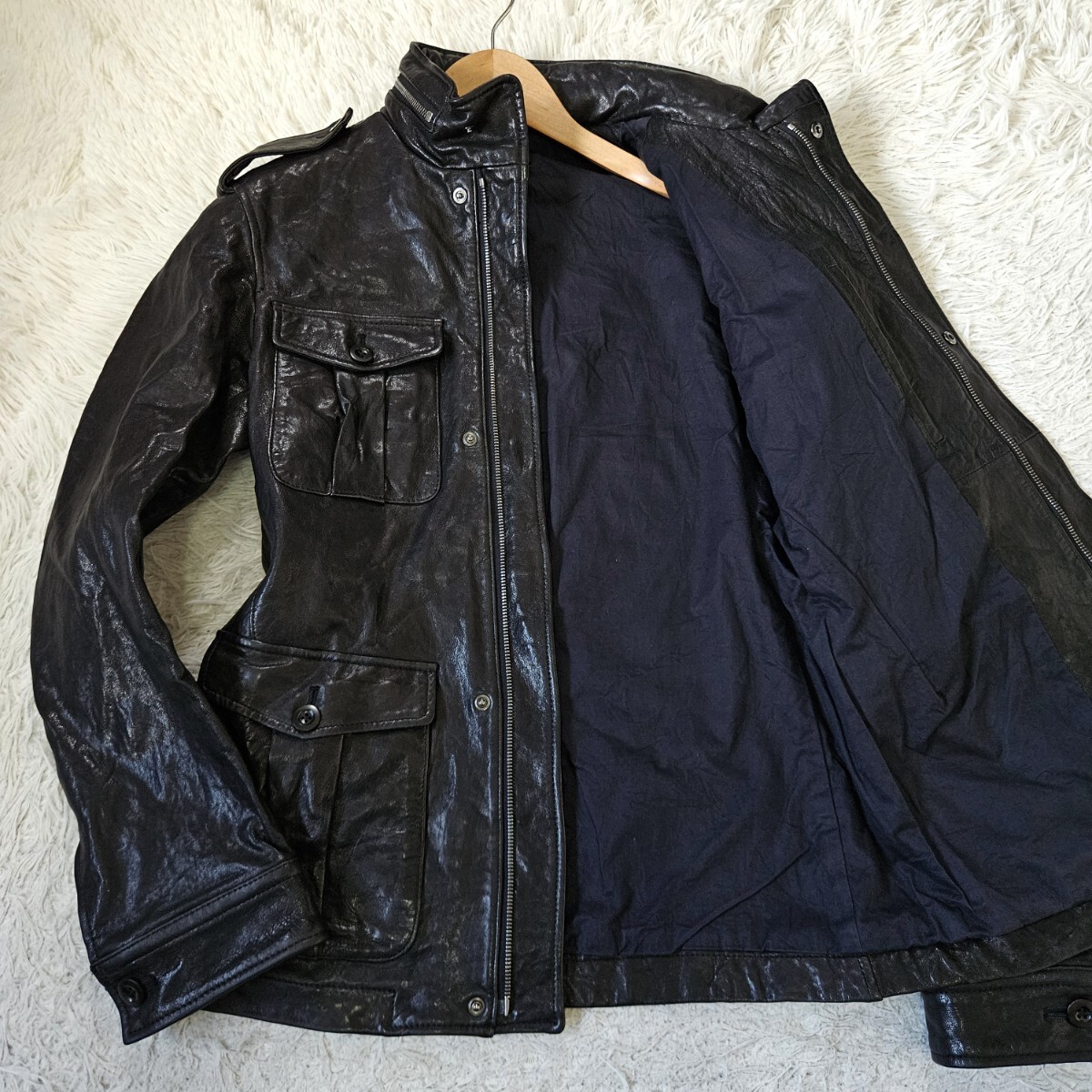 ポールスミス Paul M-65 ラムレザージャケット Smith カシミヤ Lサイズ 