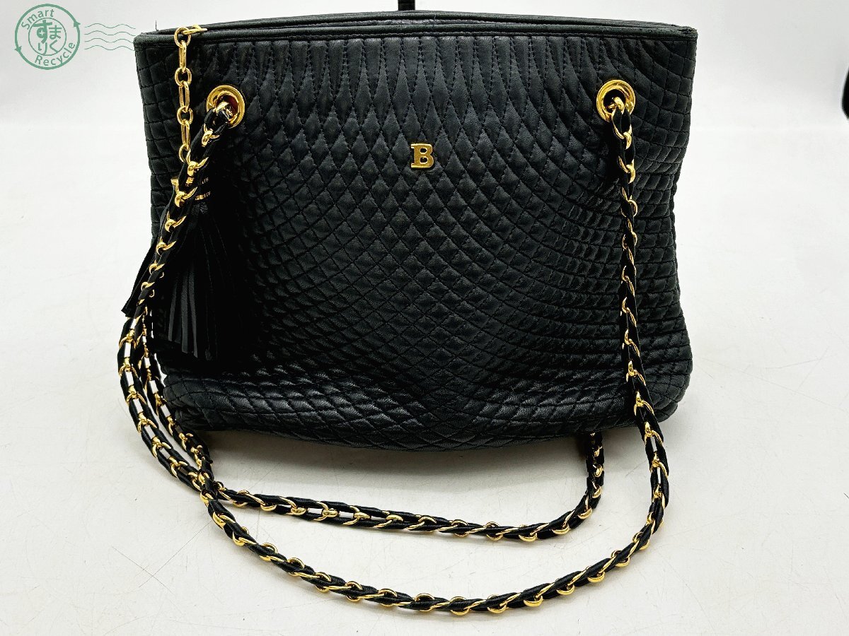 BA0607985 ♭BALLY バリーキルティング? ショルダーバッグ ブラック系 