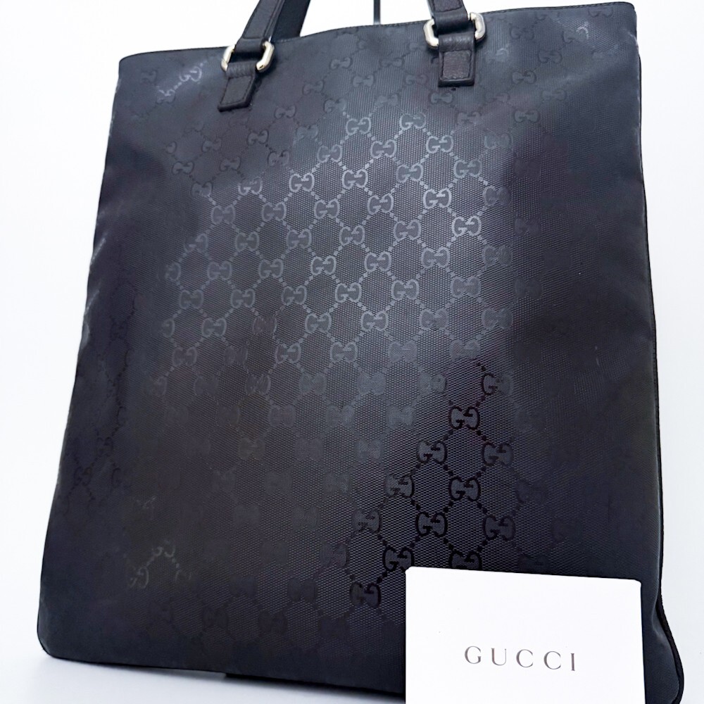 1円■未使用級■最高級ライン GUCCI グッチ インプリメ ロゴ総柄 トートバッグ ビジネス ブリーフケース 大容量 A4 メンズ レザー ブラウン_1