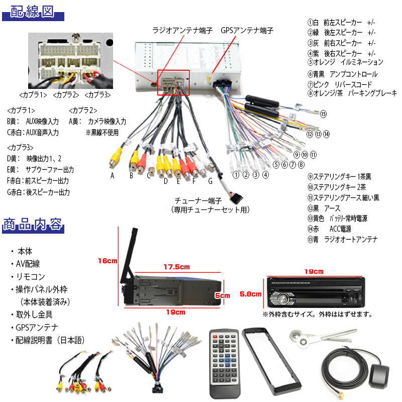 地デジCPRM対応 2024年版３年間無料 1DINインダッシュ+170度バックカメラ 8G カーナビ ７インチタッチパネル DVDプレーヤー ラジオ SD[D52c_10