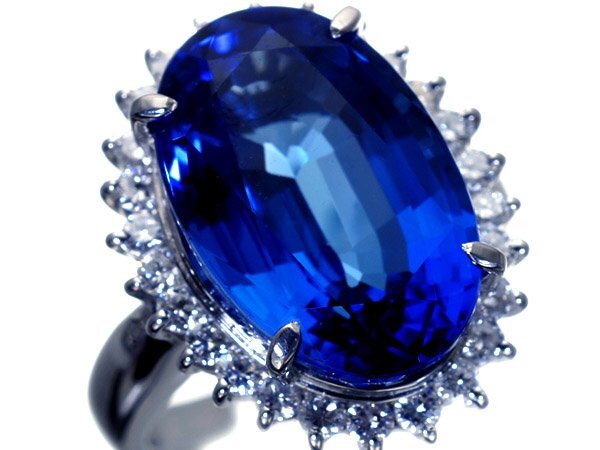 1円～【ジュエリー極】極上品！極上天然特大タンザナイト12.13ct＆極上ダイヤモンド0.66ct 超高級Pt900リング h7096okr【送料無料】_3