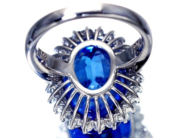 1円～【ジュエリー極】極上品！極上天然特大タンザナイト12.13ct＆極上ダイヤモンド0.66ct 超高級Pt900リング h7096okr【送料無料】_5