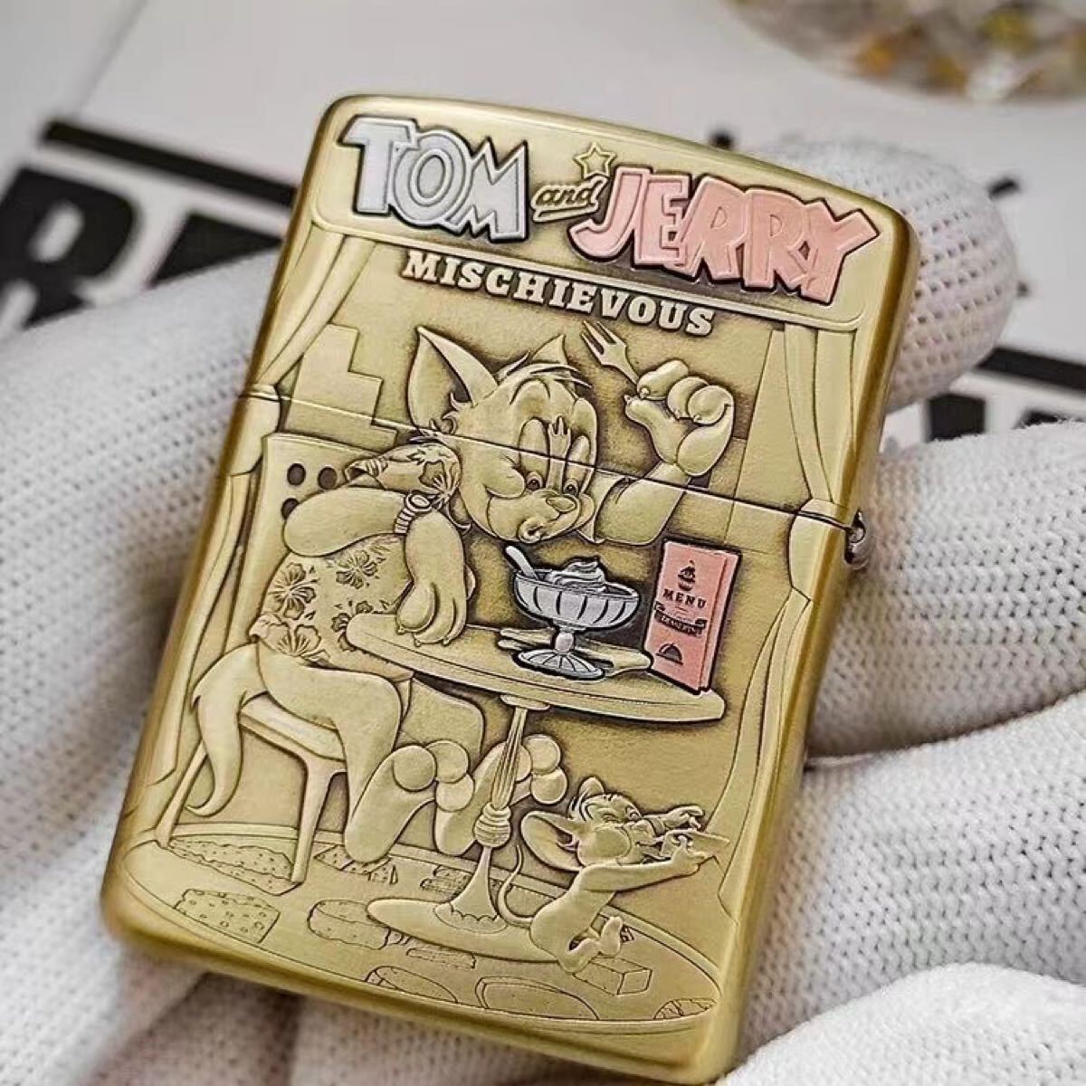 1円～希少品 トムとジェリー Tom to Jerry Zippo 真鍮製 ライター
