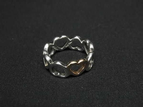 1円 ■美品■ TIFFANY＆Co ティファニー SV925×K18 750 18金 ハート リング 指輪 アクセサリー 約9号 シルバー系×ゴールド系 FF5167_1
