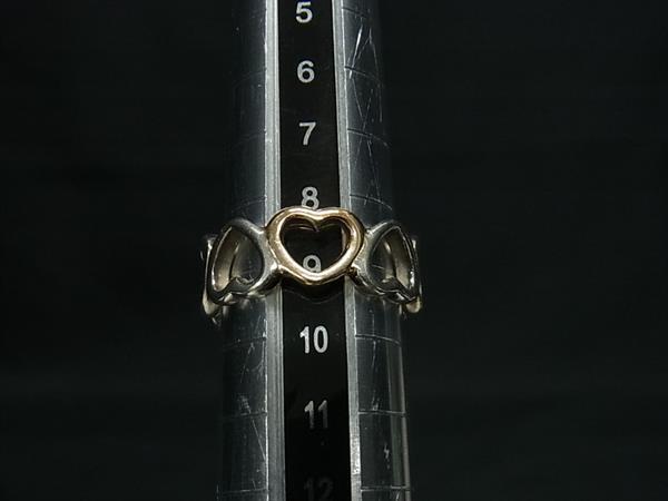 1円 ■美品■ TIFFANY＆Co ティファニー SV925×K18 750 18金 ハート リング 指輪 アクセサリー 約9号 シルバー系×ゴールド系 FF5167_3
